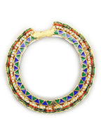Gold-Polished Stone Studded Meenakari Bangle - Ruby Raang