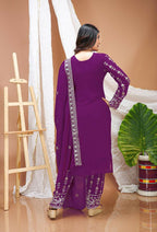 Lehenga Mart Designer Salwar Suit With Kurta, Pant, Dupatta For Women-Purple | Grocsy