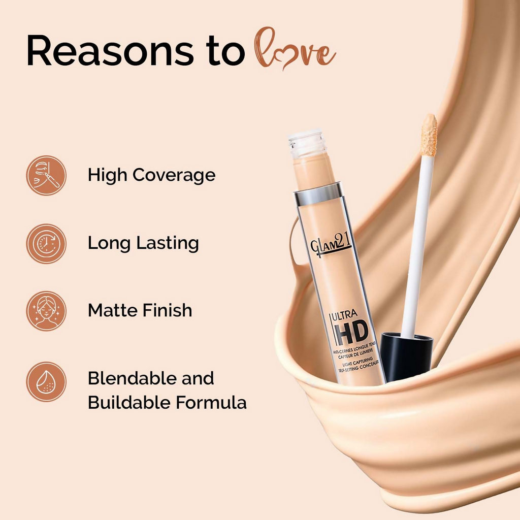 Glam21 Ultra HD Liquid Concealer for HD Finish - Green Apple | Grocsy