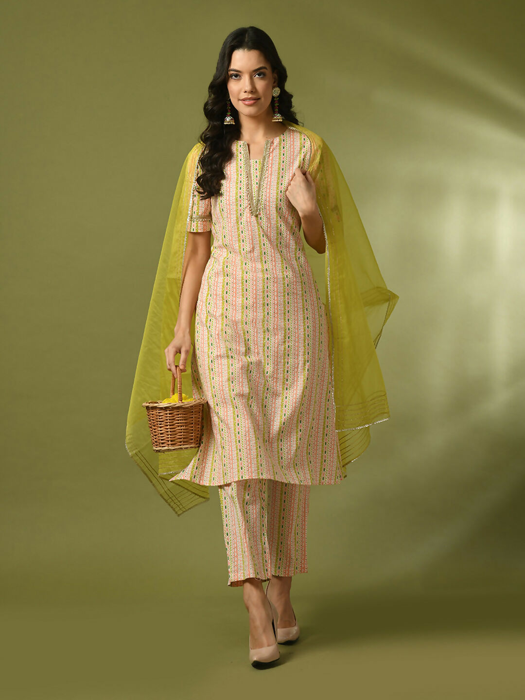 Myshka Women's Multi Printed Cotton Straight Party Kurta Set With Dupatta | Grocsy