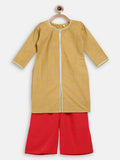 Ahalyaa Mustard Crepe Straight Kids Kurta Palazzo Set For Girls | Grocsy