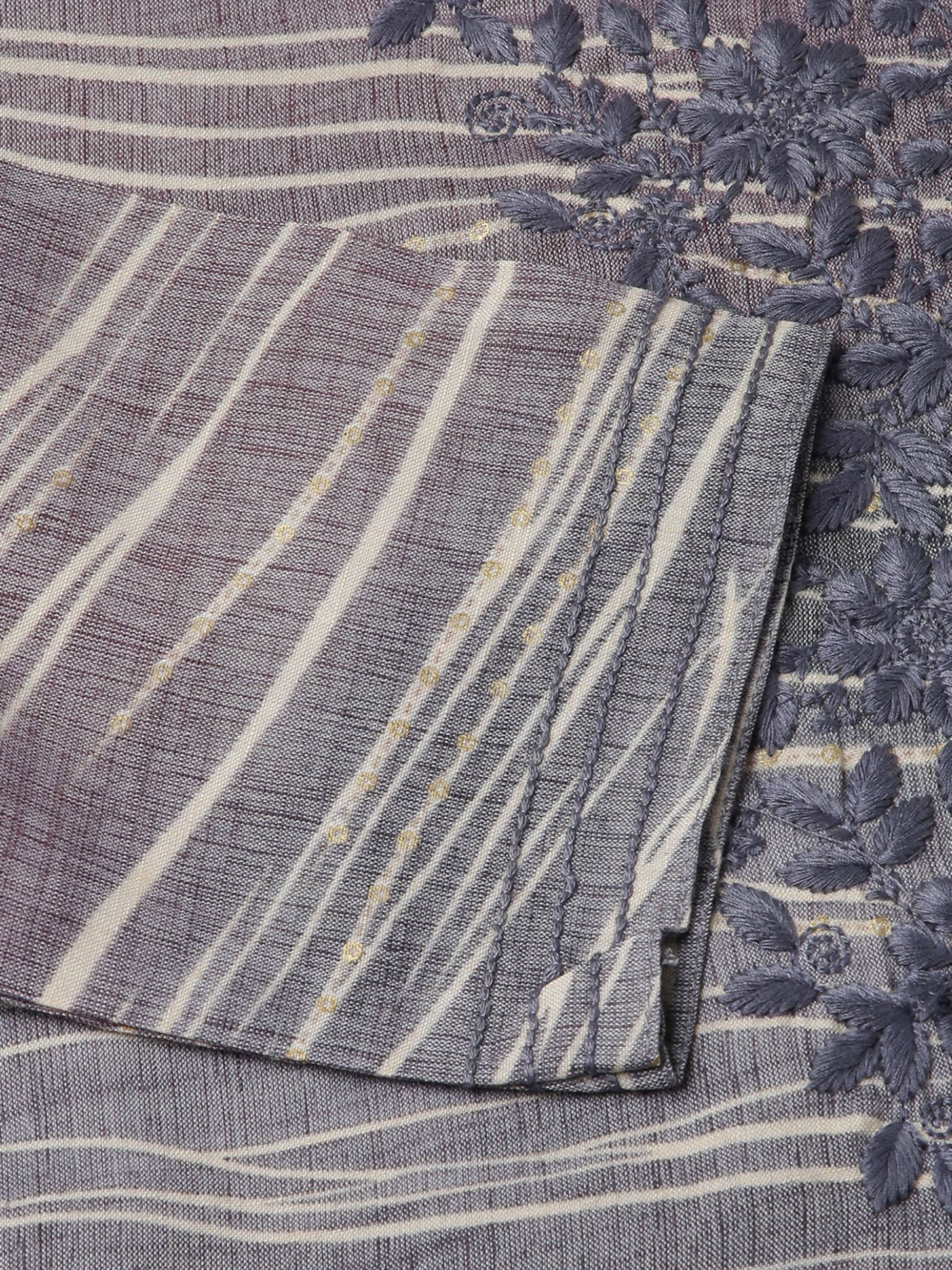 Grey Poly Rayon Stripe Printed Straight Fit Kurta - Prasuti | Grocsy