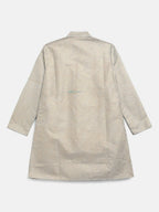 Ahalyaa Powder Blue Poly Silk Gold Print Kids Kurta Churidar Set For Boys | Grocsy