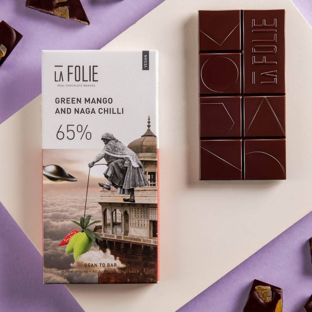 La Folie Green Mango And Naga Chilli Chocolate | Grocsy
