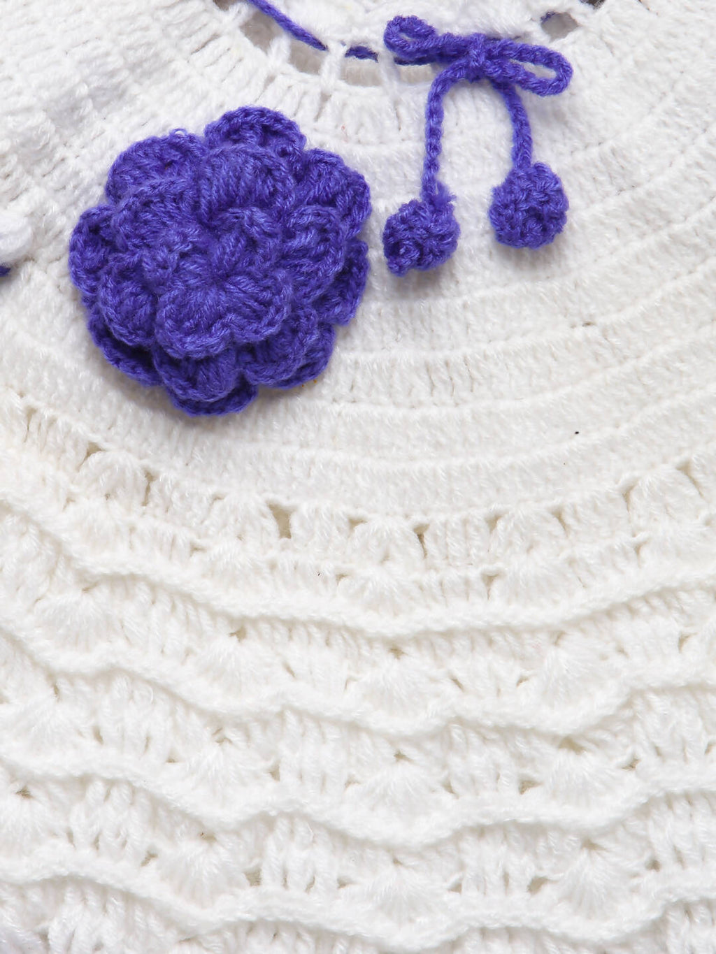 ChutPut Hand knitted Crochet Wool Dress For Baby Girls - White | Grocsy