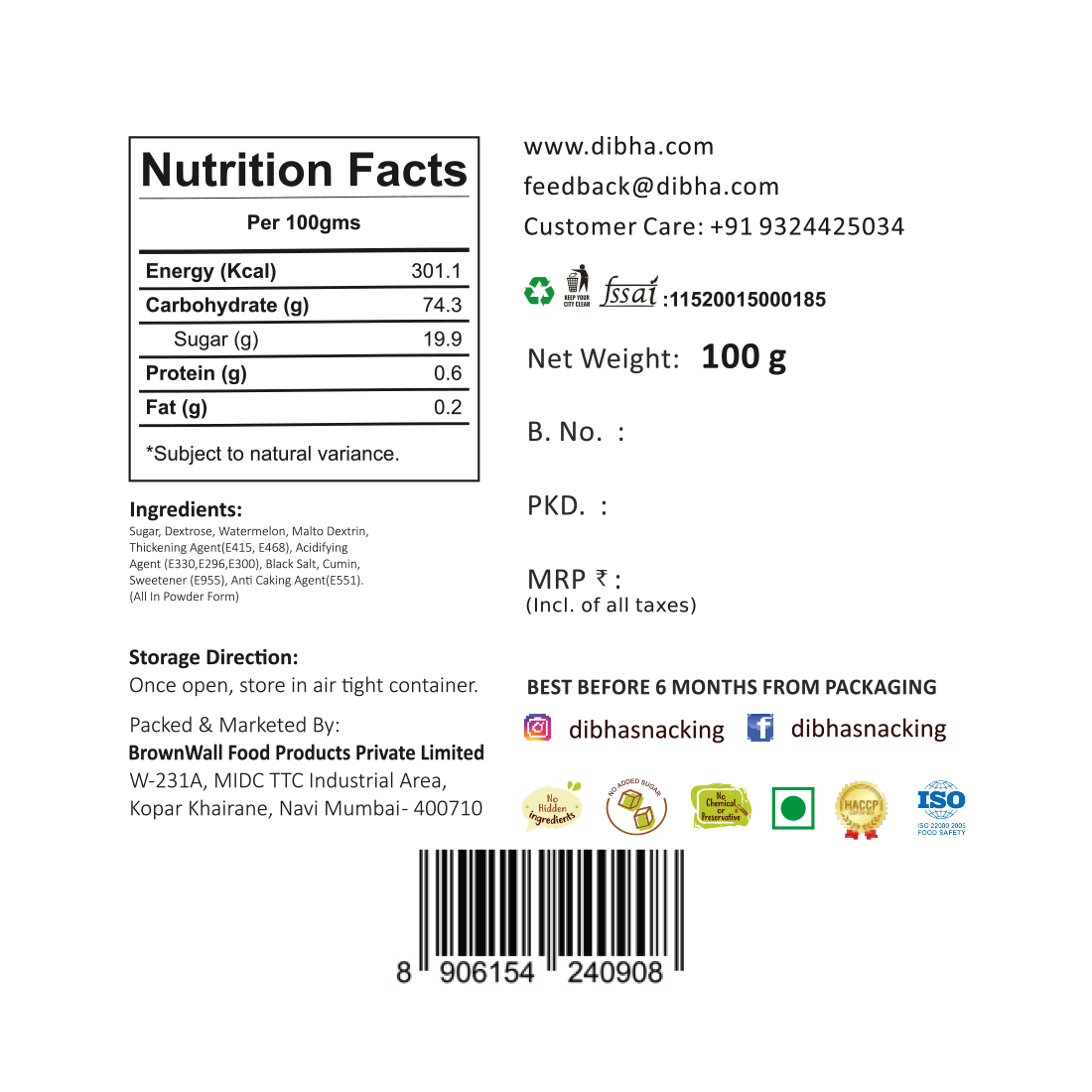 Dibha Watermelon Juice Instant Drink Primix | Grocsy