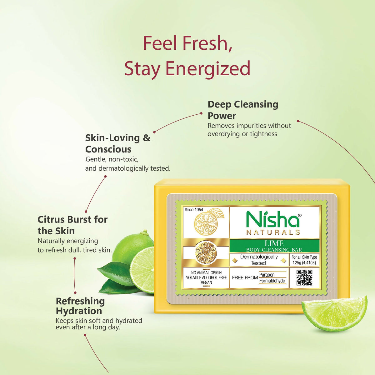 Nisha Lime Body Cleansing Soap Bar | Grocsy