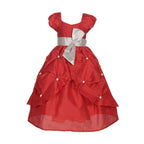 Asmaani Baby Girl's Red Color Satin Designer Full Length Dress (AS-DRESS-22014) | Grocsy