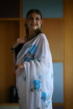 Vamsee Laxmi White Georgette Saree | Grocsy