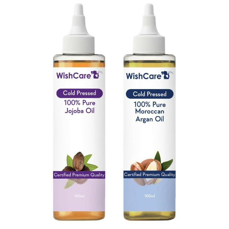 Wishcare Pure & Natural Moroccan Argan Oil & Unrefined Jojoba Oil Combo | Grocsy