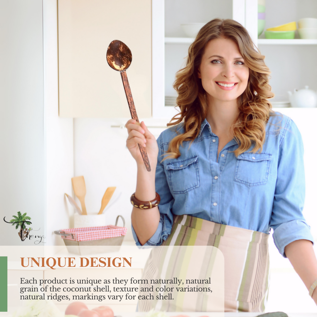 Thenga Coconut Shell Large Cooking Spoon Sets | Grocsy