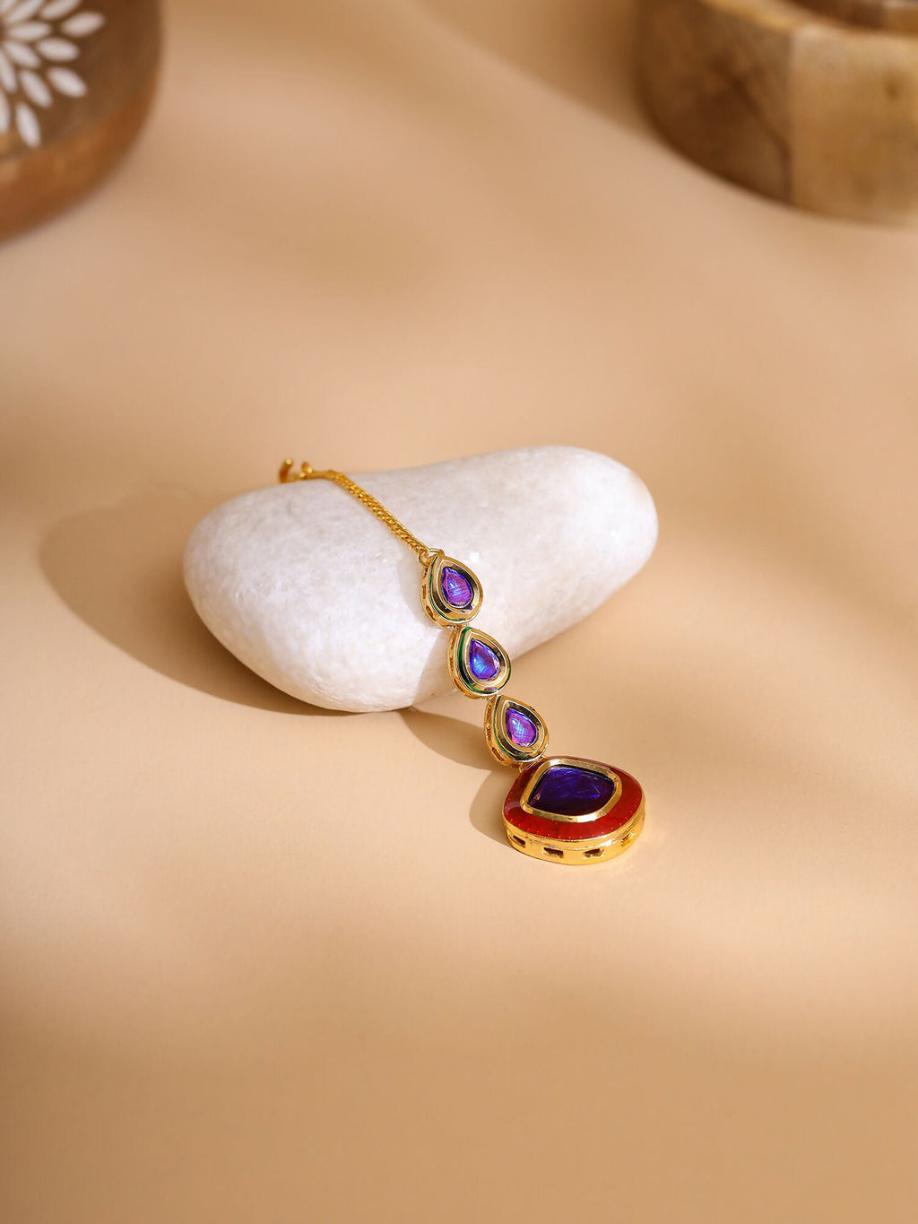 Ruby Raang Blue Meenakari Kundan Maang Tikka | Grocsy