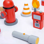 Nesta Toys Wooden Firefighter Pretend Play Toy with Fireman Costume Kit (14 Pcs) | Grocsy