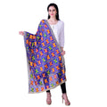 SWI Stylish Women's Embroidered Phulkari Chiffon Royal Blue Dupatta | Grocsy