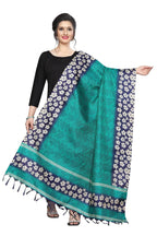 Vamika Rama Green Small Flowers Printed Khadi Bhagalpuri Traditional Dupatta | Grocsy