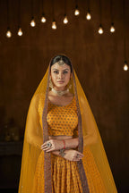 Wedding Designer Yellow Georgette Lehenga Choli - Anbazaar | Grocsy