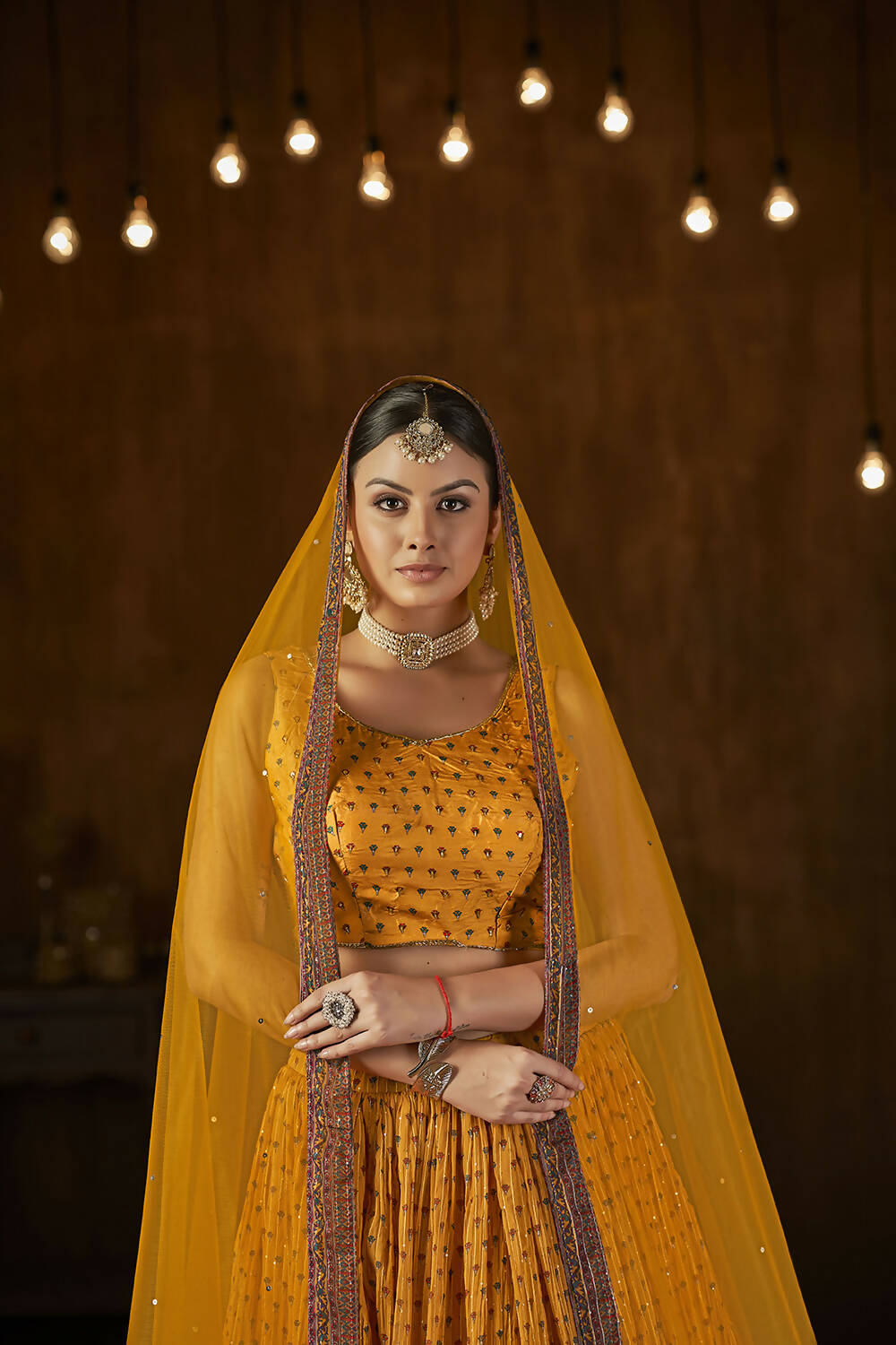 Wedding Designer Yellow Georgette Lehenga Choli - Anbazaar | Grocsy