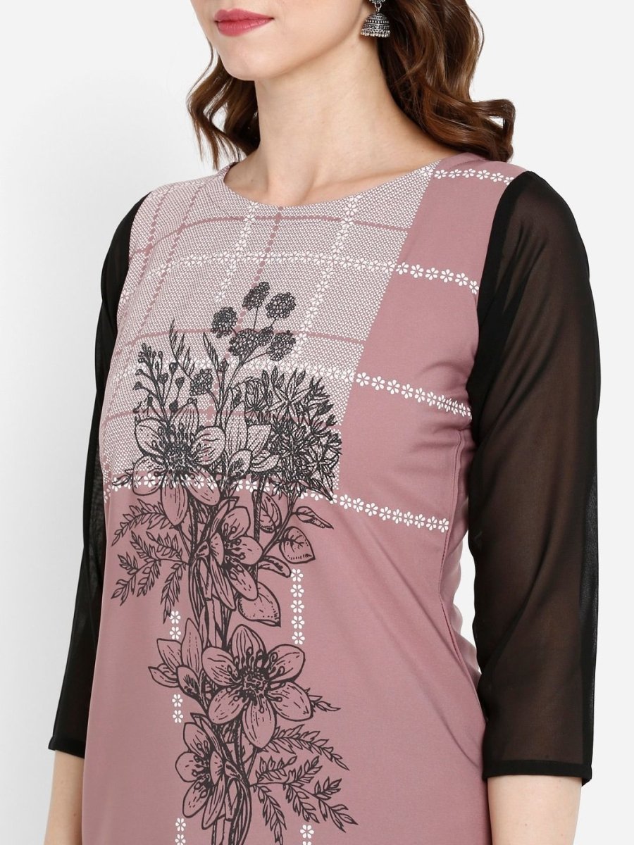 Ahalyaa Women Mauve Printed Straight Kurta | Grocsy