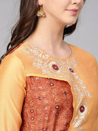Yufta Orange And Brown A-line dress | Grocsy