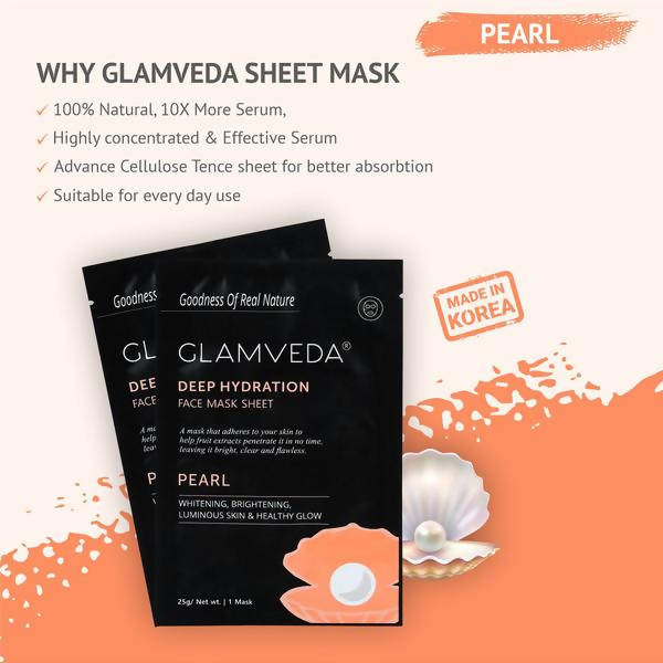 Glamveda Pearl Sheet Mask -Brightening & Lightening | Grocsy