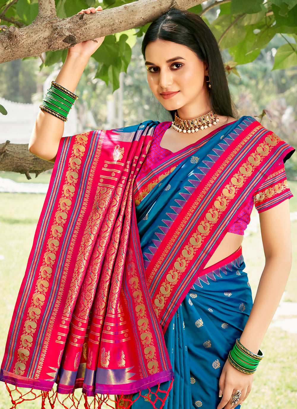 Shree Shyam Fashion Blue Soft Silk Saree | Grocsy