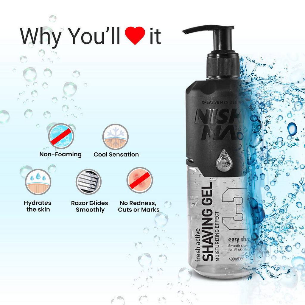 NishMan Fresh Active Easy Shave Shaving Gel Moisturizing Effect | Grocsy
