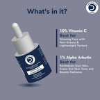 Dermistry Pure 10% Vitamin C 1% Alpha Arbutin Dull Skin Brightening Lightening Fairness Glow Serum | Grocsy