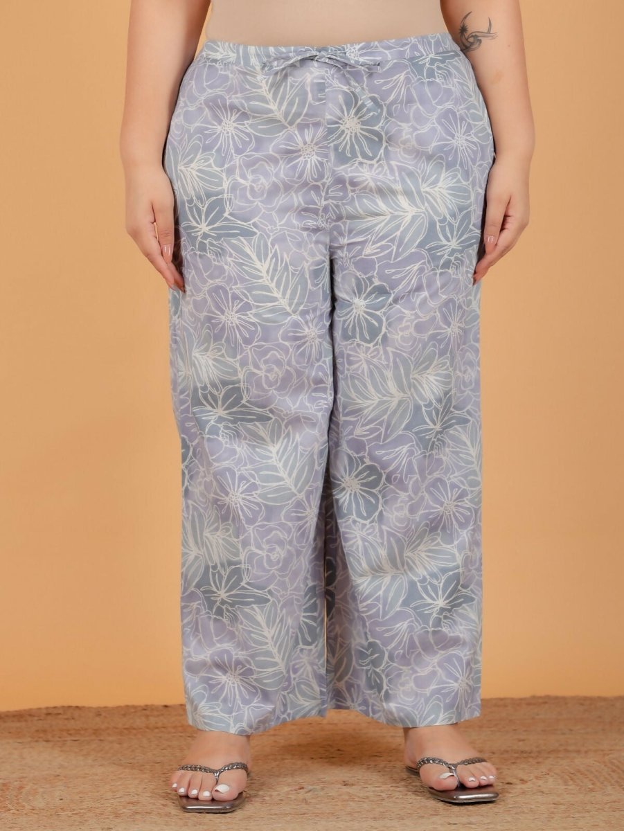 Aramya Grey Soft Cotton Floral Print A-line Kurta Set for Women | Grocsy