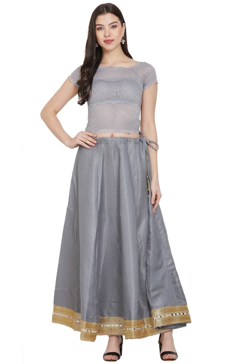 Asmaani Grey Color Maxi Skirt | Grocsy