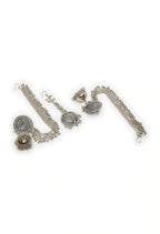 Mominos Fashion Johar Kamal Bahubali Silver Colour Earrings With Tikka