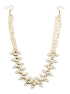 Gold-Polished White Kundan-Studded Pearl Beaded Hair Band - Ruby Raang | Grocsy