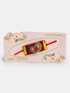 NVR Men Red Stone-Studded Rakhi With Roli Chawal | Grocsy
