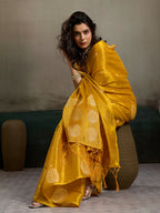 Shree Shyam Fashion Mustard Yellow Tissue Silk Saree | Grocsy