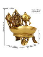 Spillbox Gold-Toned Brass Shangu Chakra Perumal Tirupathi Diya Pooja Essential | Grocsy