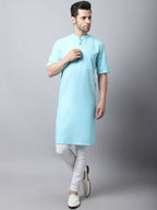 Even Apparels Black Pure Cotton Men's Kurta With Band Collar | Grocsy