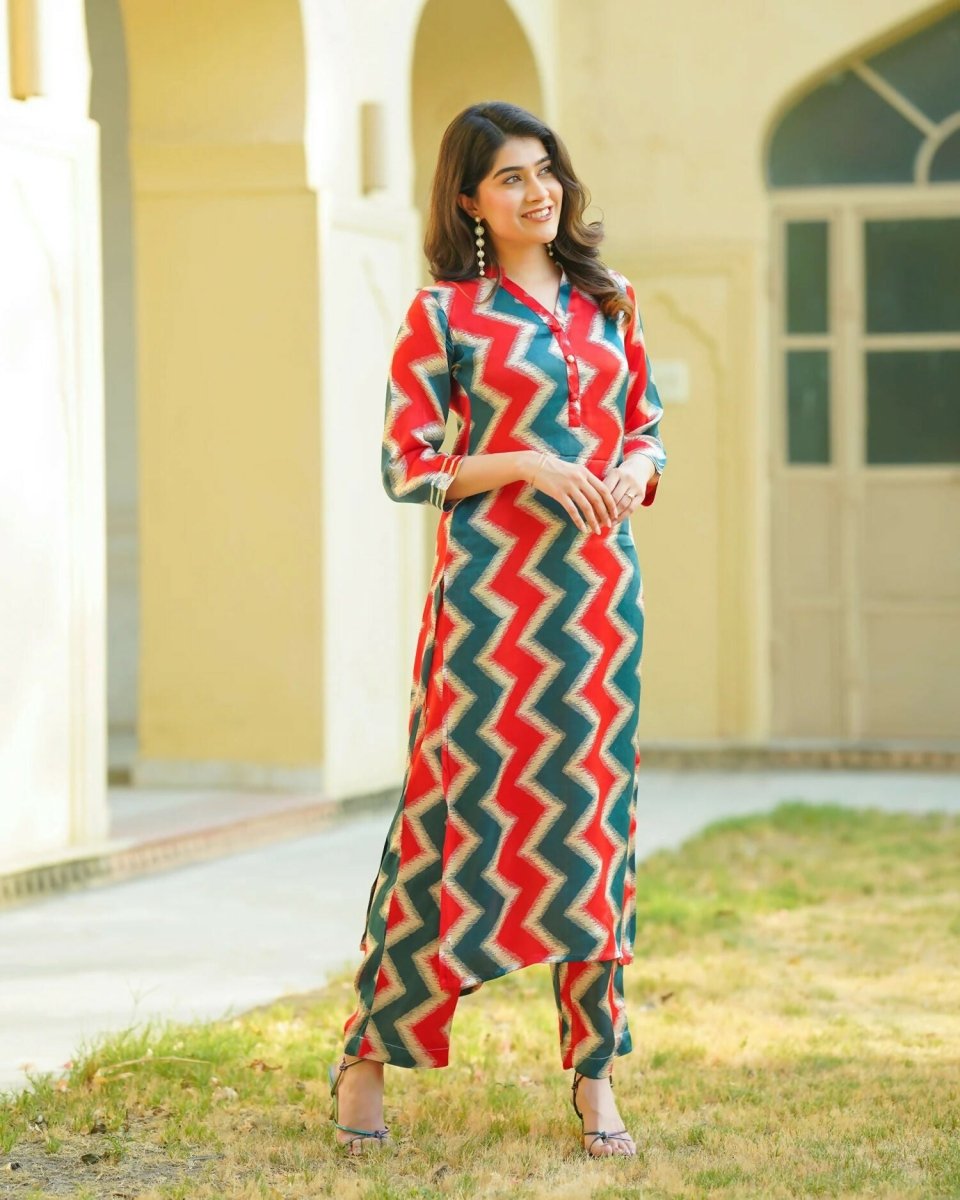 Aayaa Pure Muslin printed Kurti & Pant - Multi Color | Grocsy