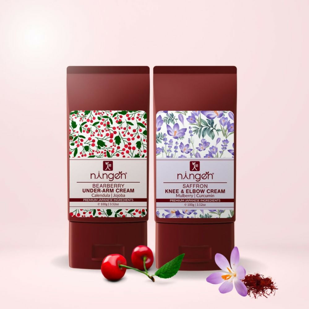 Ningen Bearberry Under Arm Cream and Saffron Knee Elbow Cream Combo | Grocsy