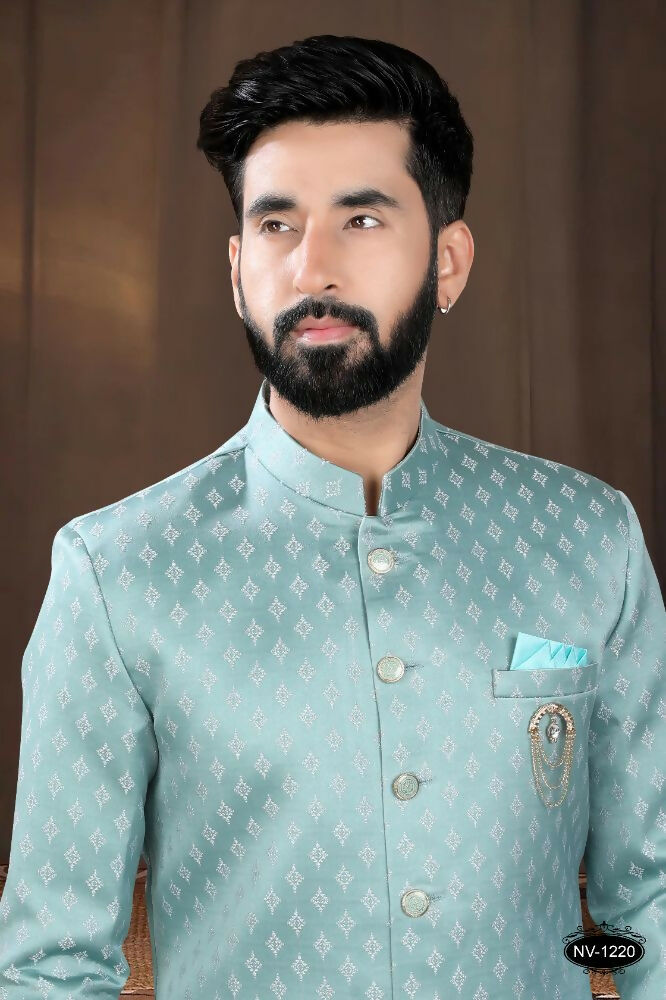 Joban Fashion Men's Green Woven Jacquard Kurta with Pyjama | Grocsy