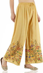 Mominos Fashion Golden Floral Design Palazzo | Grocsy