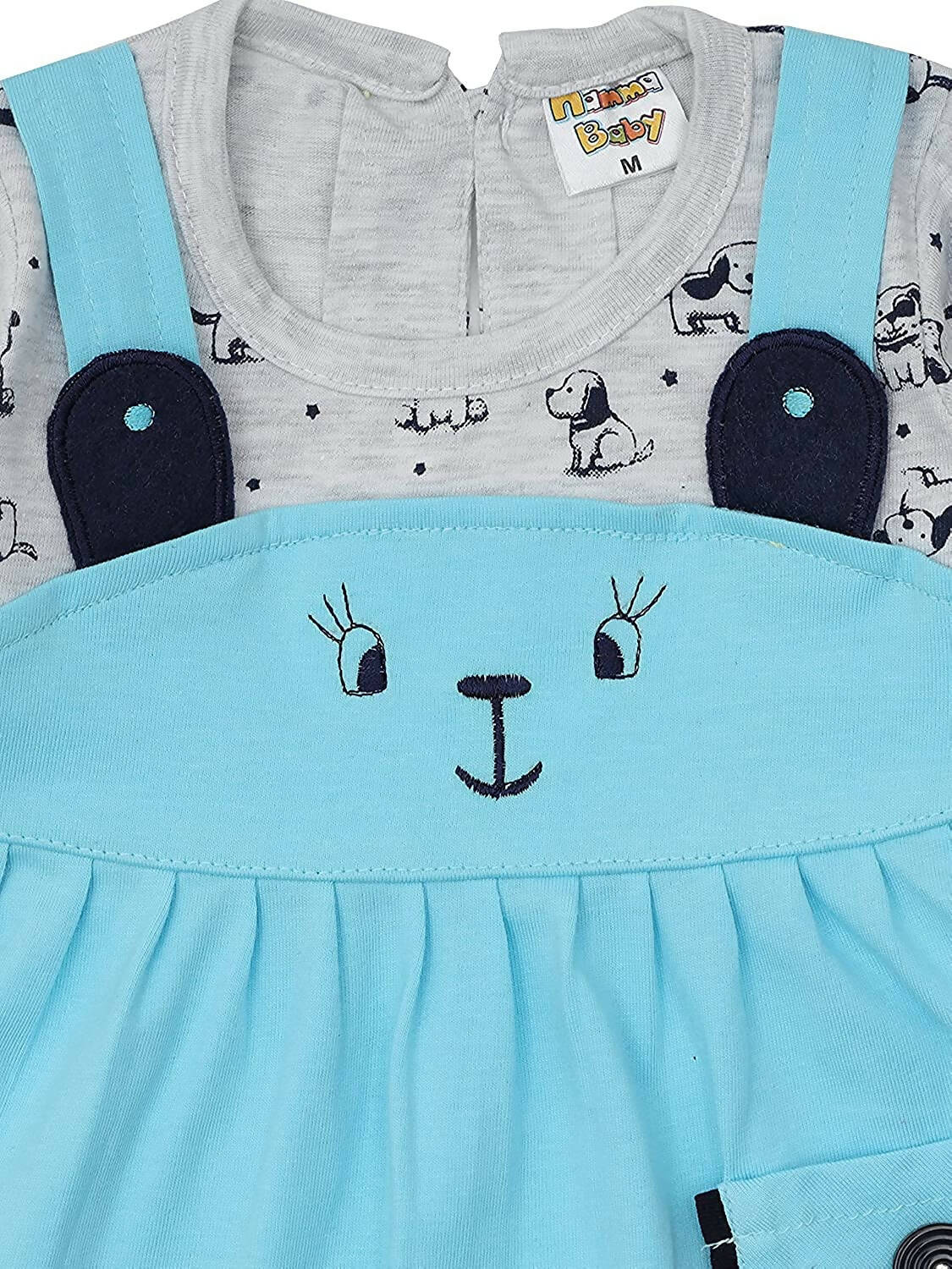 NammaBaby Baby Girl's A-Line Mini Frock Dress - Blue Grey | Grocsy