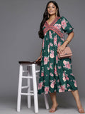Ahalyaa Women's Traditional wear Ethnic Dress - Green | Grocsy