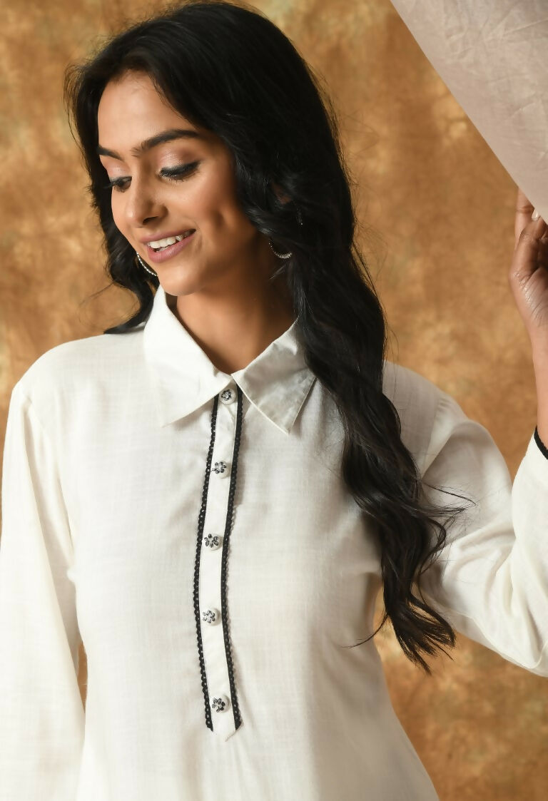 Joban Fashion White Cotton Rayon Kurta Set | Grocsy