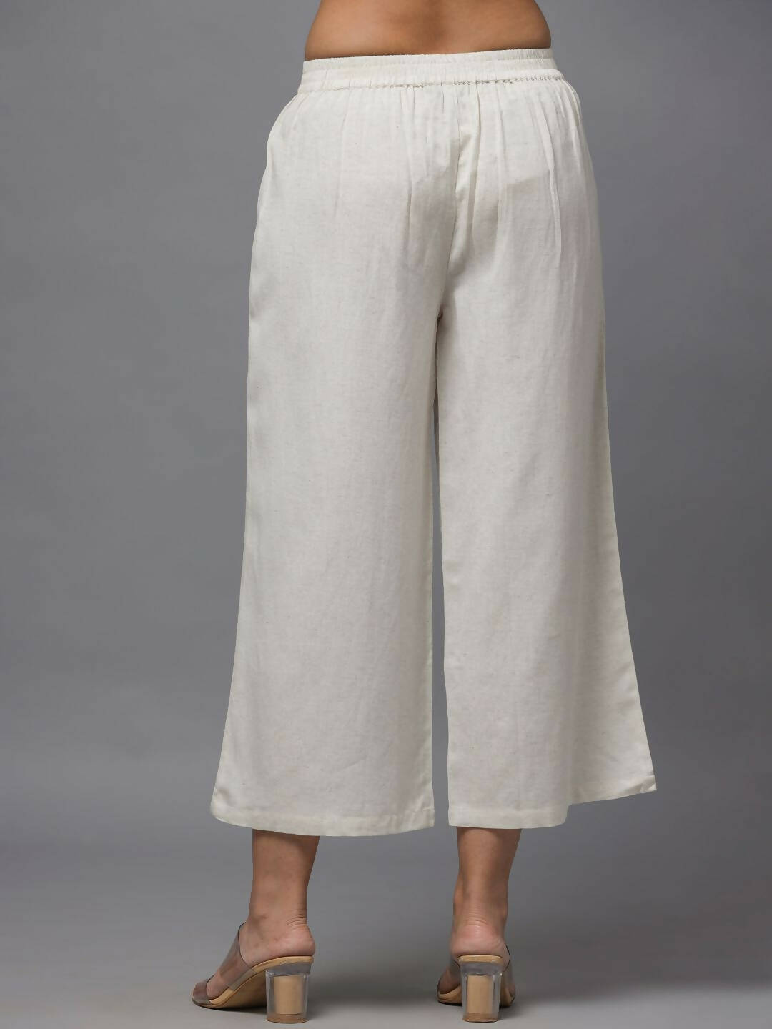 Juniper Women's Natural Solid Wide Leg Palazzo | Grocsy