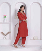 Miravan Womens Brown Straight Kurta Set | Grocsy