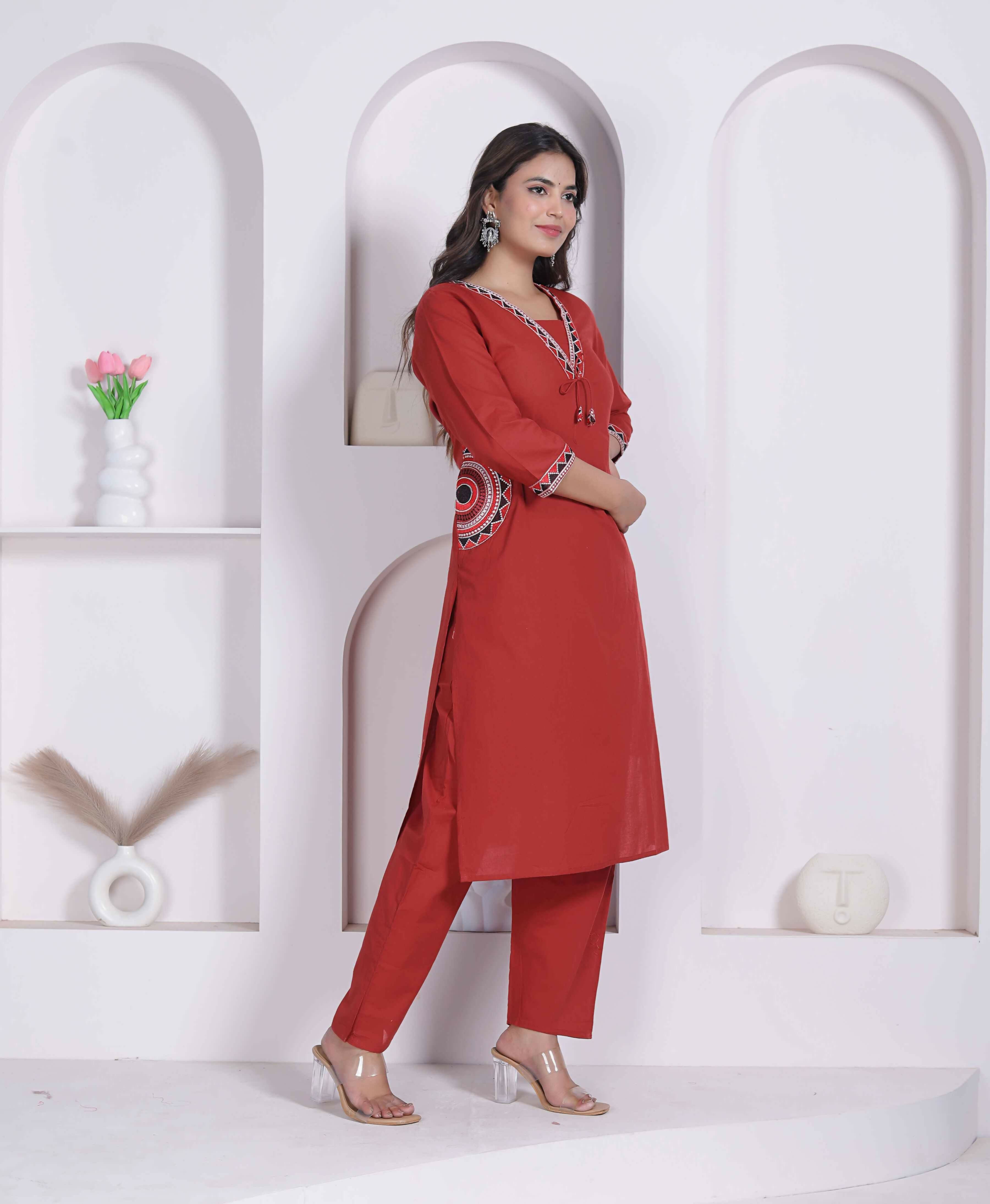 Miravan Womens Brown Straight Kurta Set | Grocsy