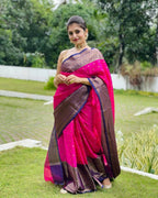 DEIANA'S Beautiful Designer Golden zari Soft Lichi Silk Saree - Pink | Grocsy