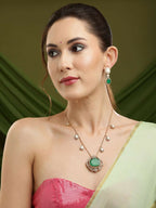 Natural Stones Antique Finish Earrings and Necklace set - Ruby Raang | Grocsy