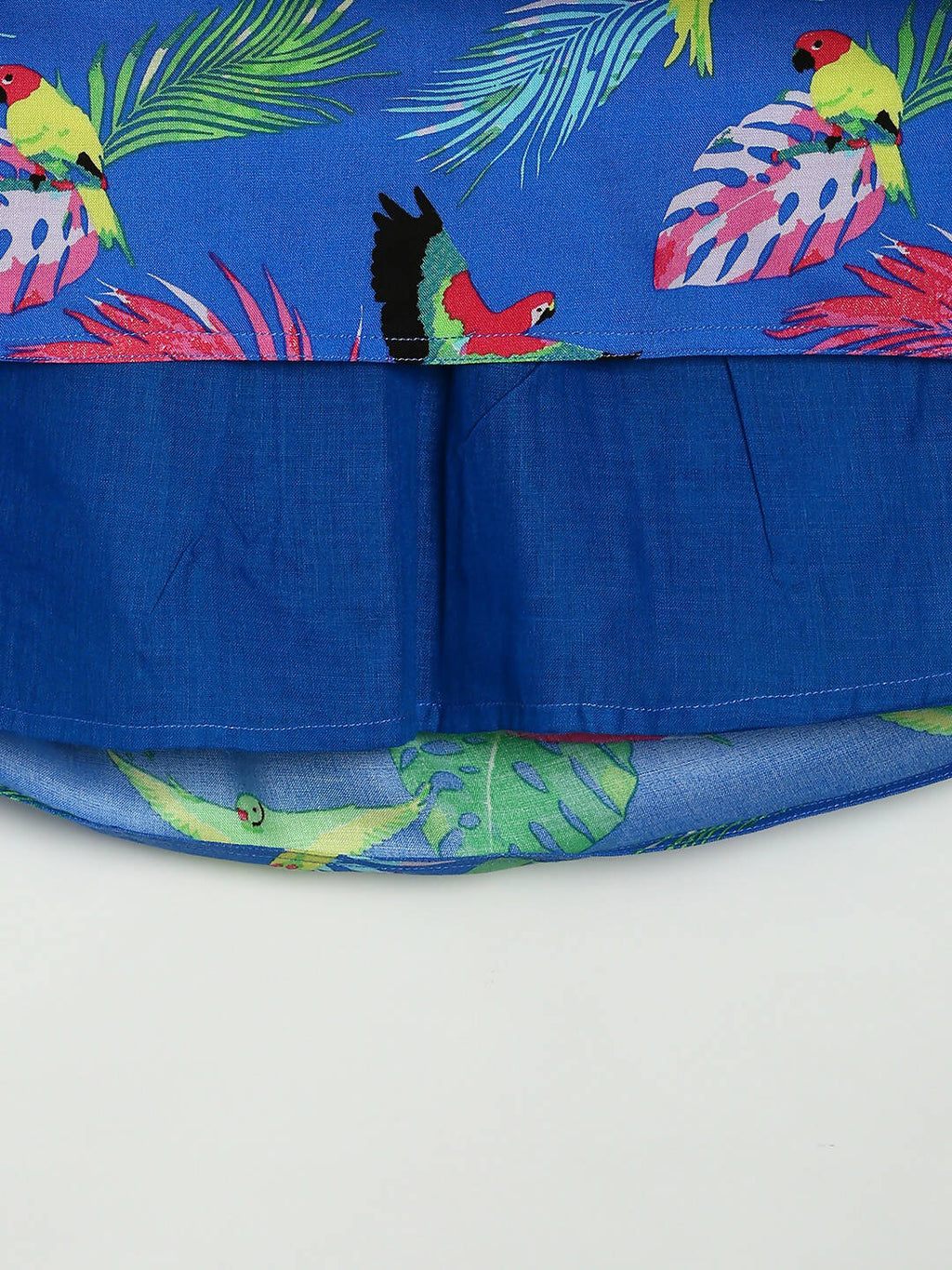 Manet Girls Cotton String Tie Frock Parrot Printed - Blue | Grocsy
