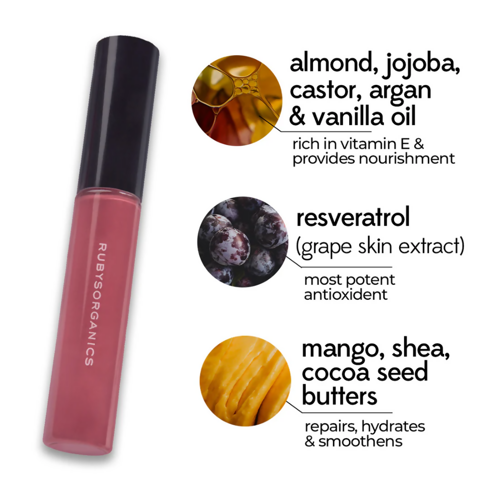 Ruby's Organics Lip Oil Gloss - Grapevine | Grocsy