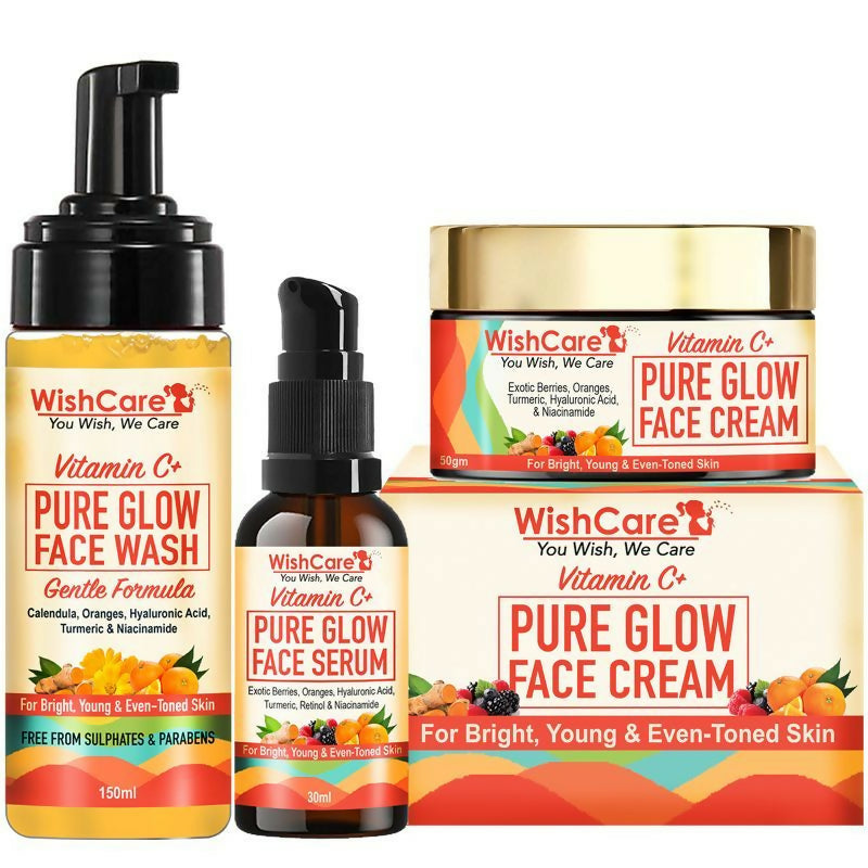 Wishcare Pure Glow Vitamin C Face Kit - For Bright & Young Skin With Hyaluronic Acid & Niacinamide | Grocsy